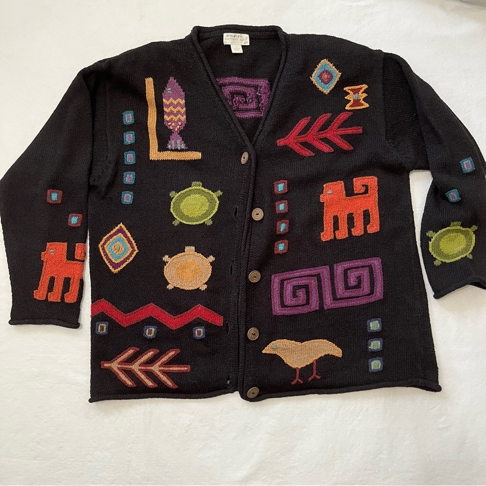Vintage Northern Isles Knit Aztec Animal Cardigan